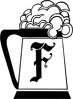 Mug of beer with a script letter F